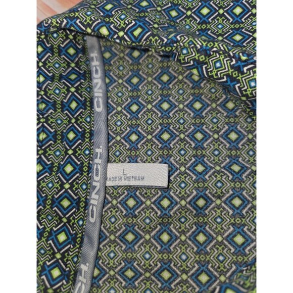Cinch Womens Long Sleeve Button-Up Shirt Medium Blue/Green Diamond Print - Picture 6 of 7